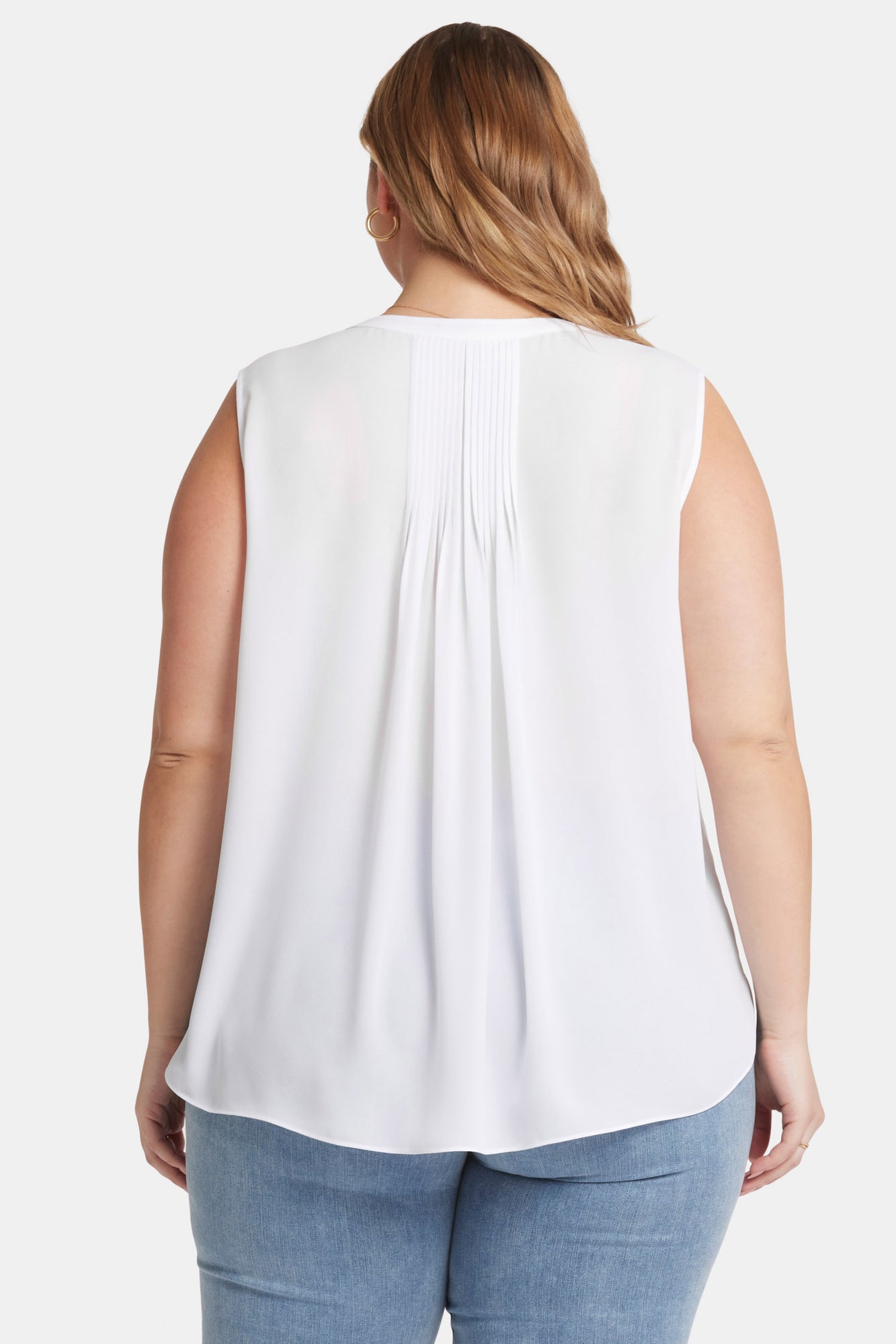 NYDJ Sleeveless Pintuck Blouse In Plus Size  - Optic White