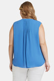 NYDJ Sleeveless Pintuck Blouse In Plus Size  - Greek Sea