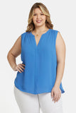 NYDJ Sleeveless Pintuck Blouse In Plus Size  - Greek Sea