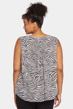 NYDJ Sleeveless Pintuck Blouse In Plus Size  - Metro Zebra