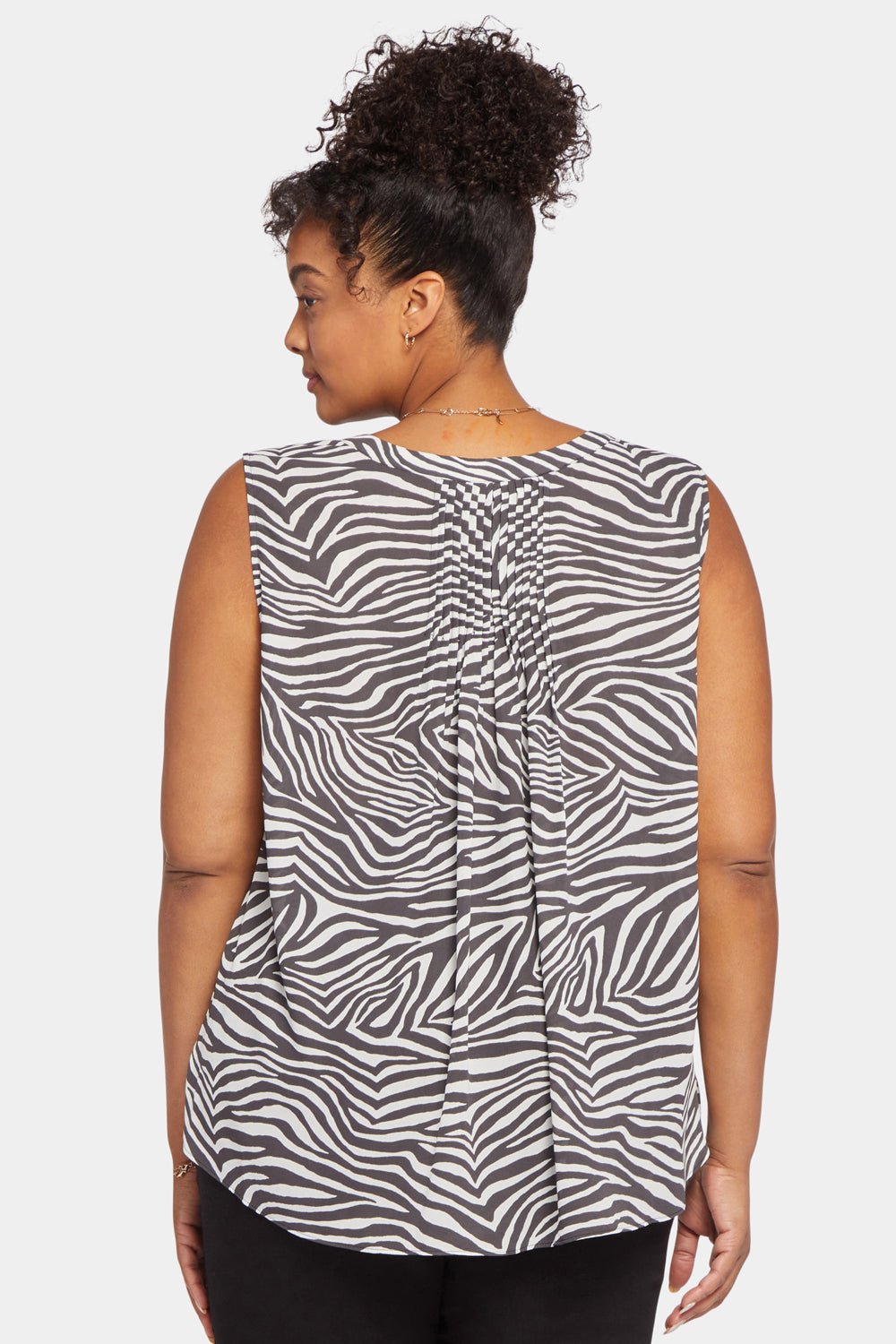 NYDJ Sleeveless Pintuck Blouse In Plus Size  - Metro Zebra