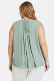 NYDJ Sleeveless Pintuck Blouse In Plus Size  - Lily Pad