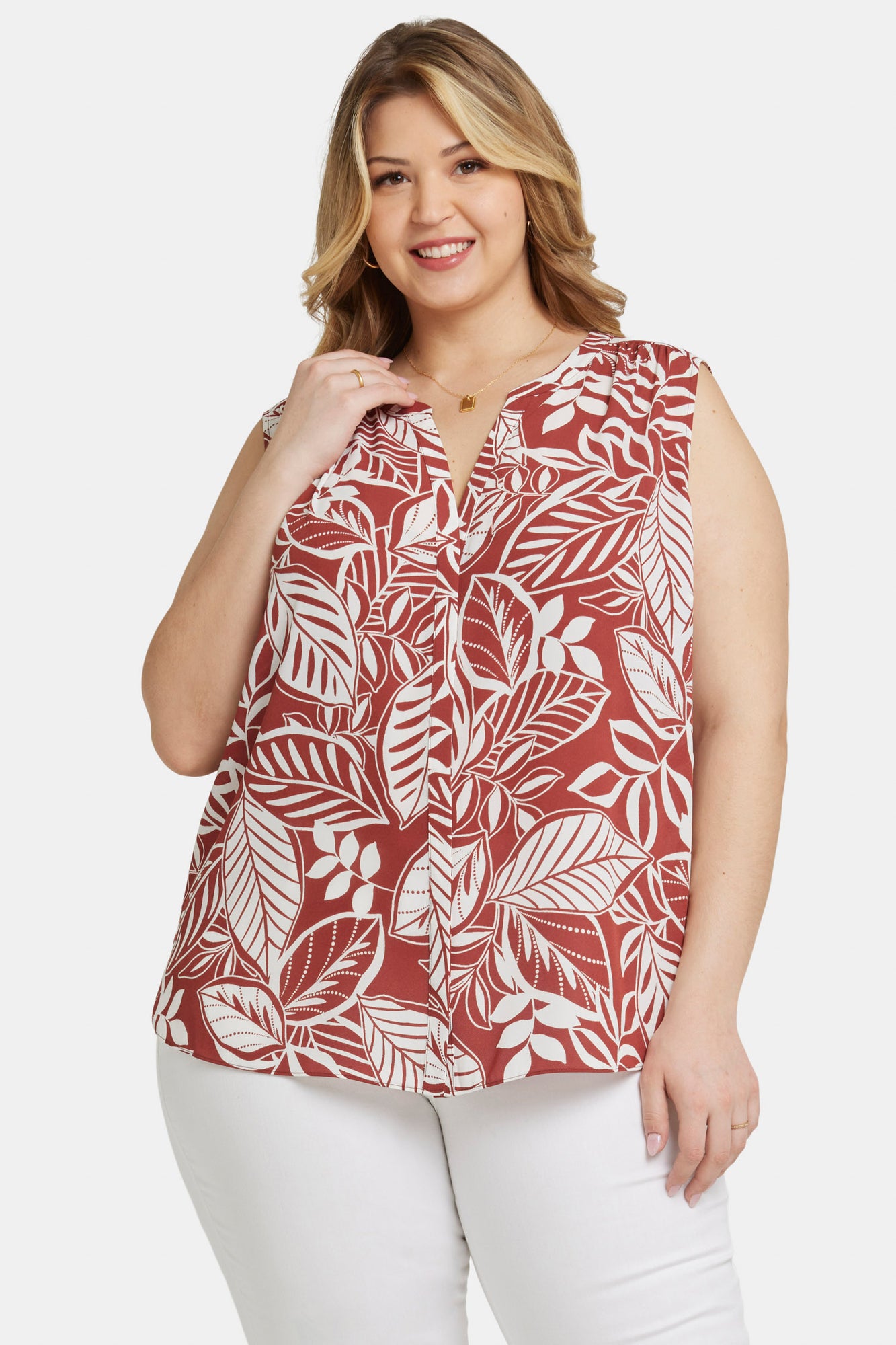 NYDJ Sleeveless Pintuck Blouse In Plus Size  - Arianna