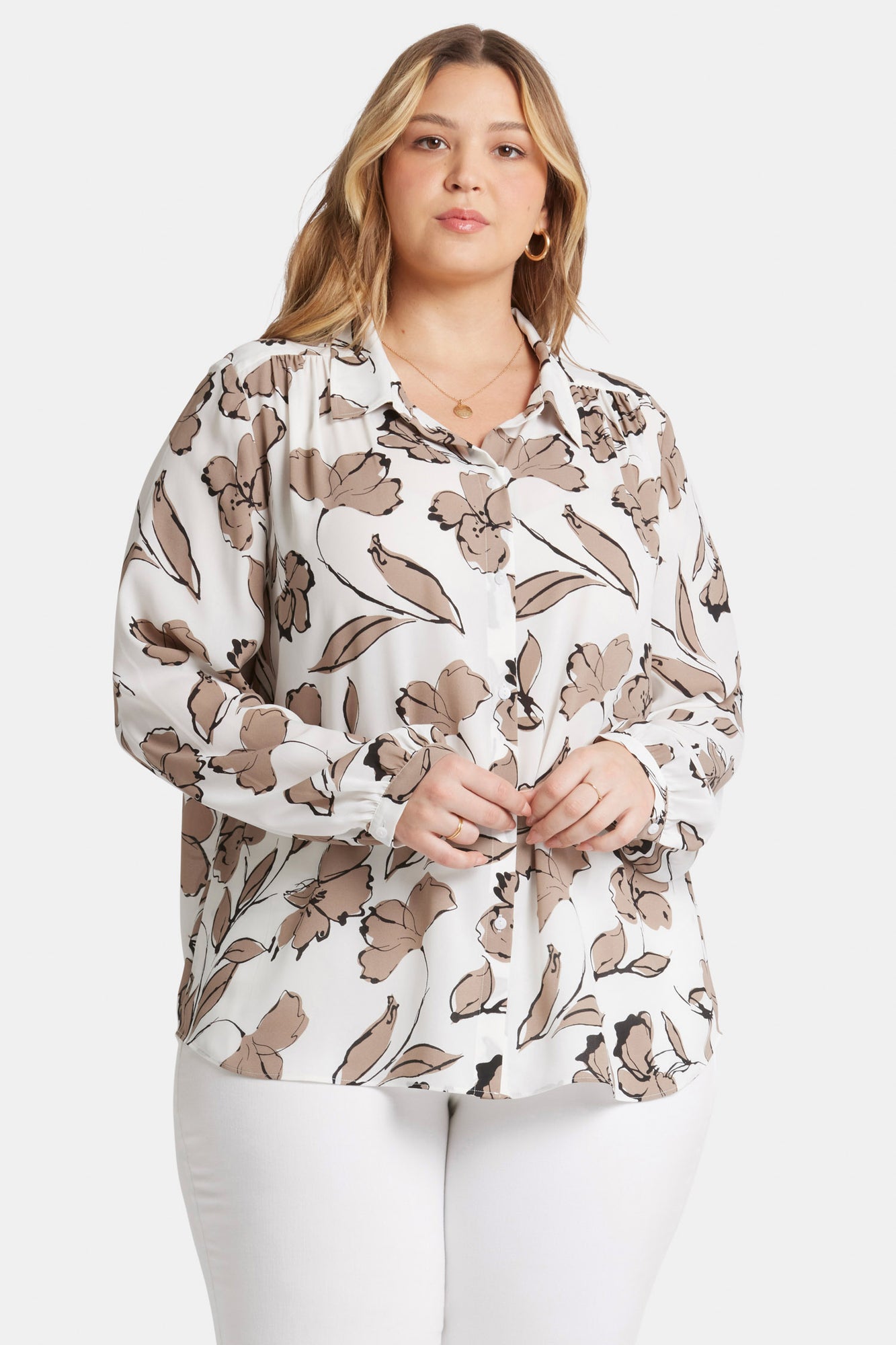 NYDJ Modern Blouse In Plus Size  - Lotus Island