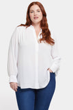 NYDJ Ruffle Neck Blouse In Plus Size  - Optic White