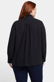 NYDJ Ruffle Neck Blouse In Plus Size  - Black