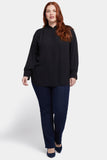 NYDJ Ruffle Neck Blouse In Plus Size  - Black