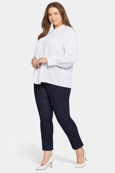 NYDJ Pleated Peasant Blouse In Plus Size  - Optic White