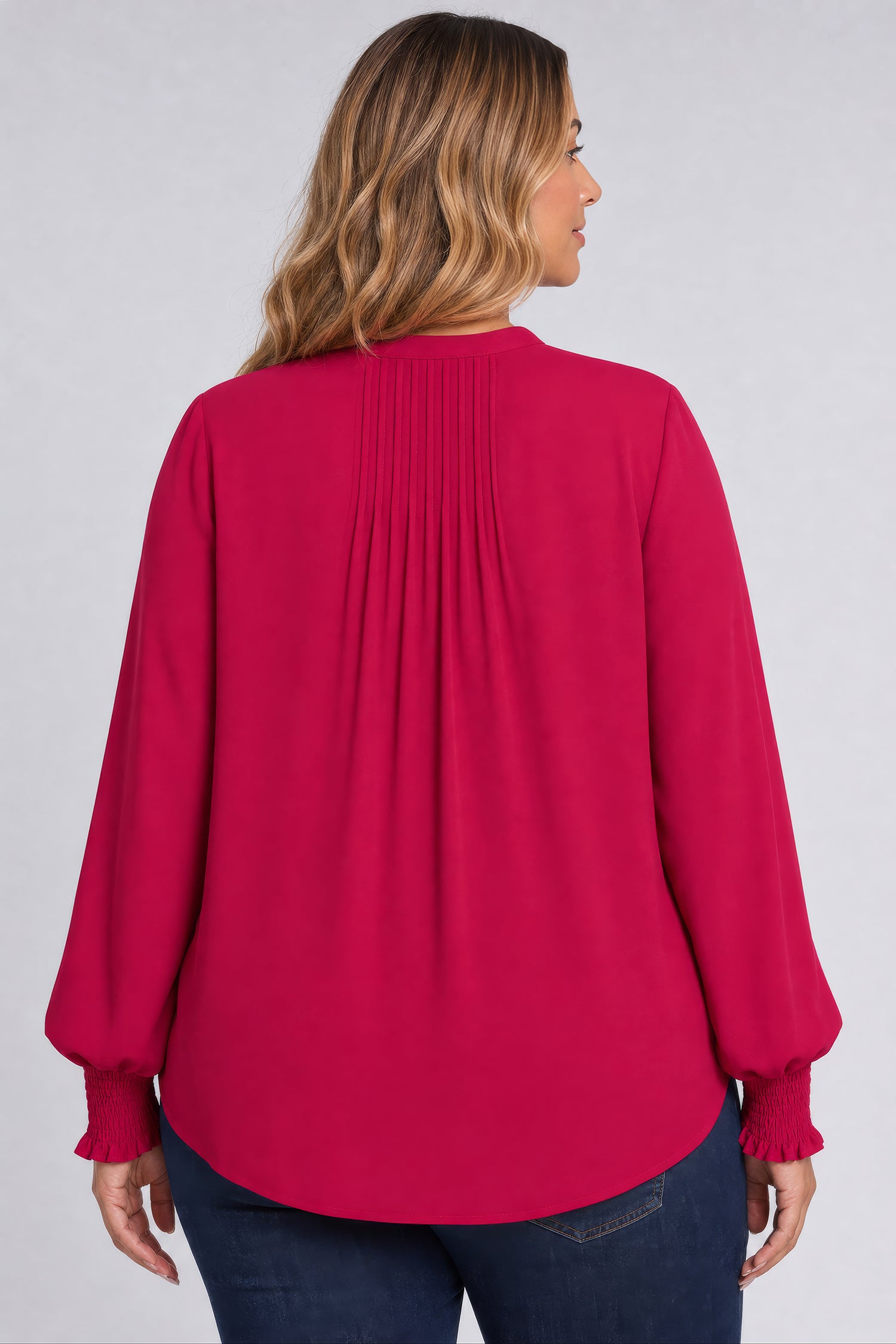 NYDJ Pleated Peasant Blouse In Plus Size  - Jazzy