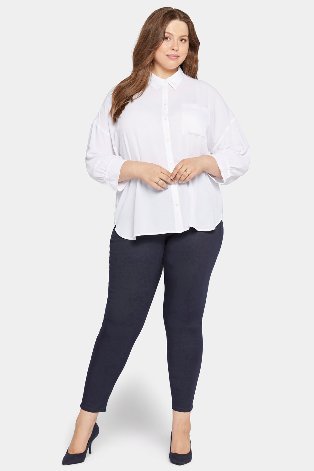 NYDJ Zoey Blouse in Plus Size  - Optic White