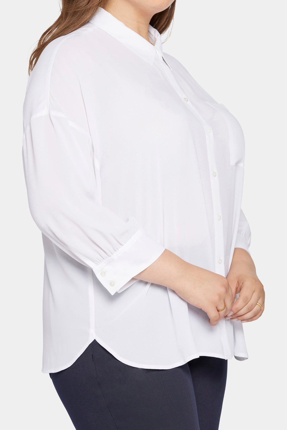 NYDJ Zoey Blouse in Plus Size  - Optic White