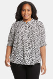 NYDJ Pleated Peasant Blouse In Plus Size  - Gato