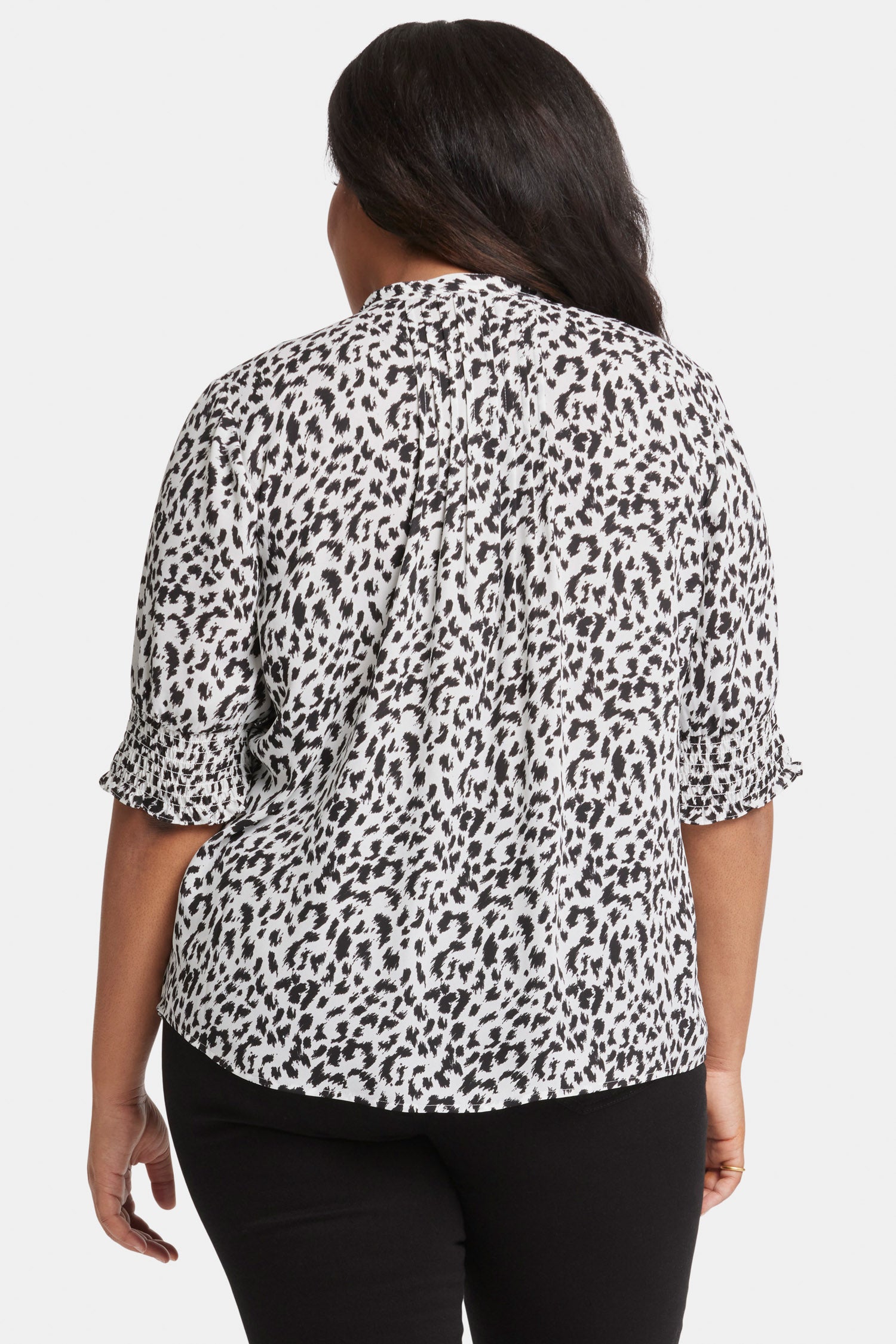 NYDJ Pleated Peasant Blouse In Plus Size  - Gato