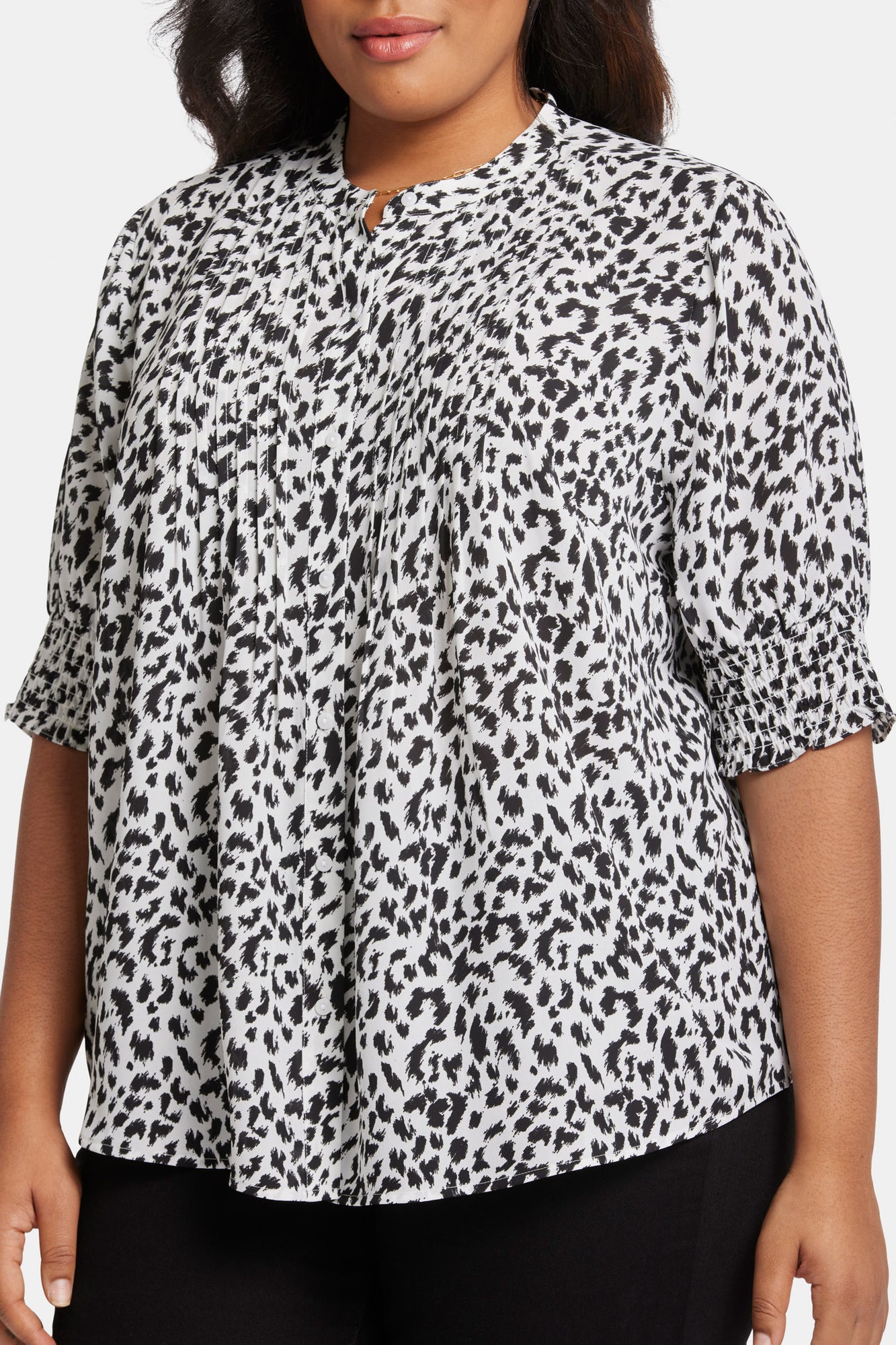 NYDJ Pleated Peasant Blouse In Plus Size  - Gato