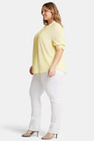 NYDJ Pleated Peasant Blouse In Plus Size  - Yellow Daisy