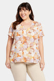 NYDJ Flounce Sleeve Blouse In Plus Size  - Sunset Grove