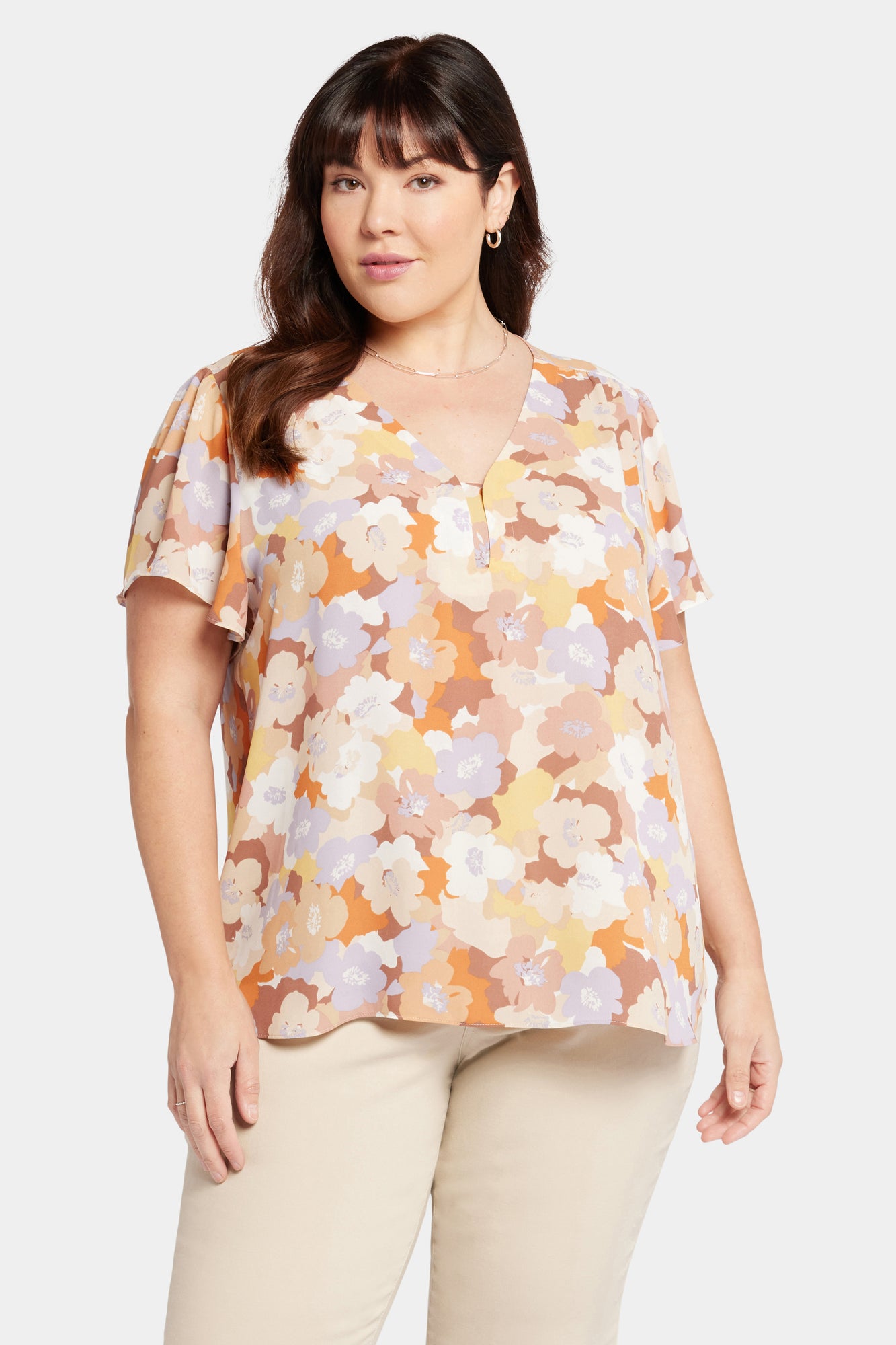 NYDJ Flounce Sleeve Blouse In Plus Size  - Sunset Grove