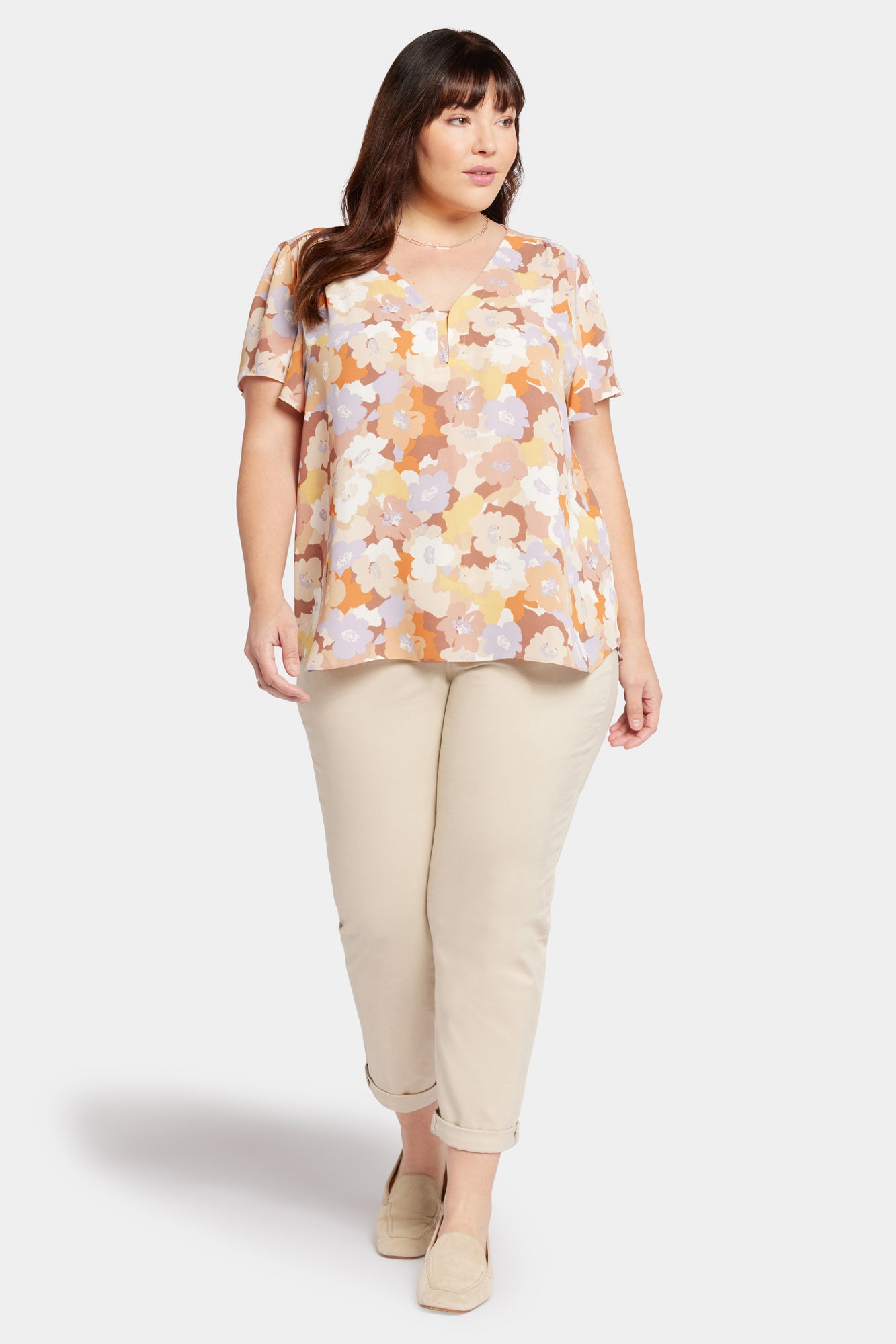 NYDJ Flounce Sleeve Blouse In Plus Size  - Sunset Grove