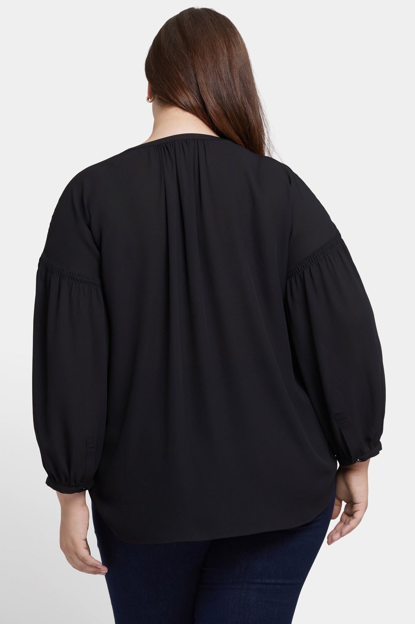 NYDJ Paulina Peasant Blouse In Plus Size  - Black