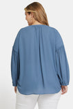 NYDJ Paulina Peasant Blouse In Plus Size  - Blue Stone