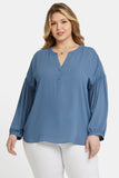 NYDJ Paulina Peasant Blouse In Plus Size  - Blue Stone