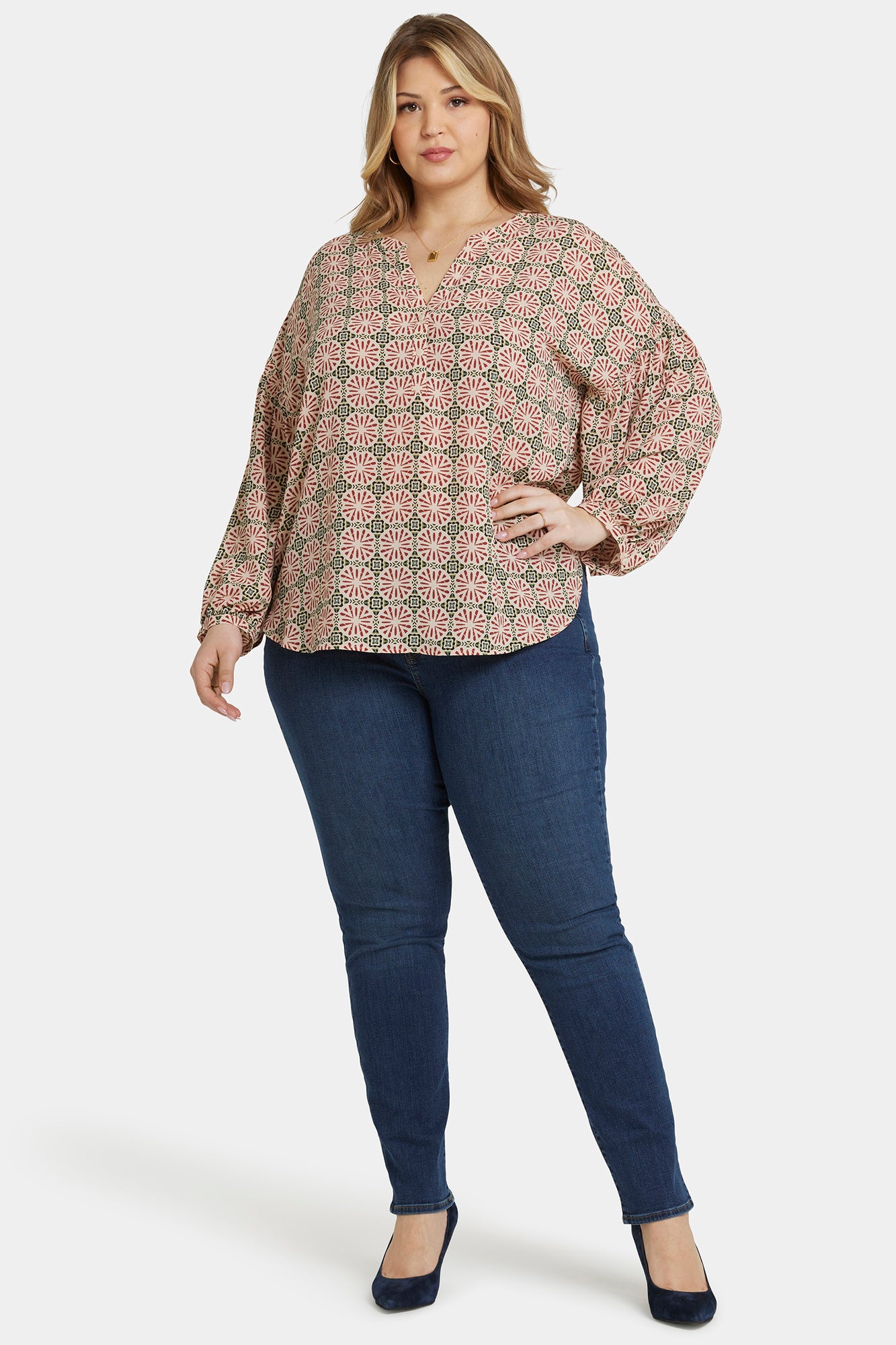 NYDJ Paulina Peasant Blouse In Plus Size  - Georgios Geo