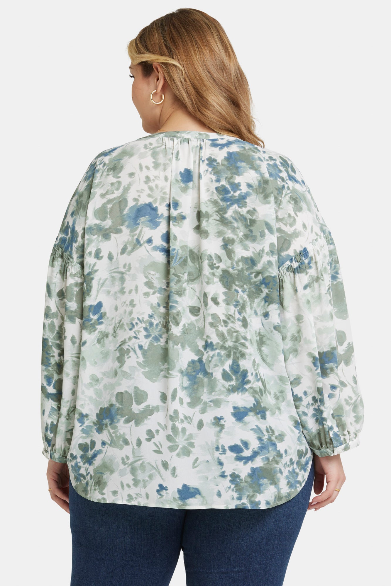 NYDJ Paulina Peasant Blouse In Plus Size  - Cape Malea