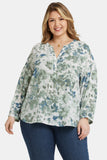 NYDJ Paulina Peasant Blouse In Plus Size  - Cape Malea