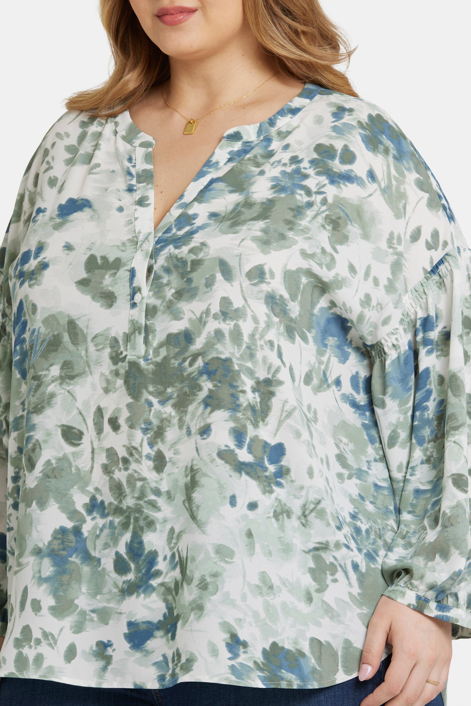 Paulina Peasant Blouse In Plus Size - Cape Malea Multi | NYDJ