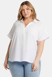 NYDJ Becky Short Sleeved Blouse In Plus Size  - Optic White