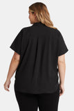 NYDJ Becky Short Sleeved Blouse In Plus Size  - Black