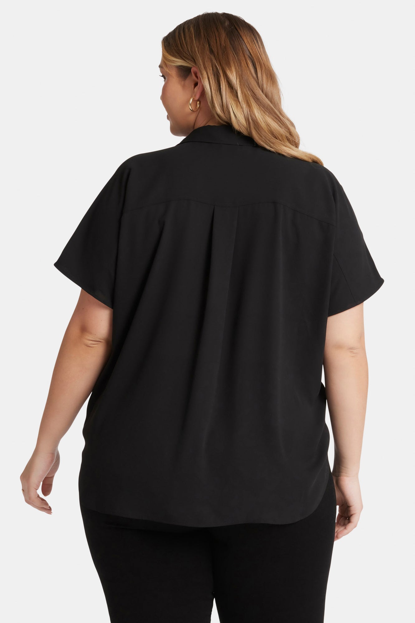 NYDJ Becky Short Sleeved Blouse In Plus Size  - Black