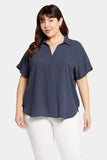 NYDJ Becky Short Sleeved Blouse In Plus Size  - Oxford Navy