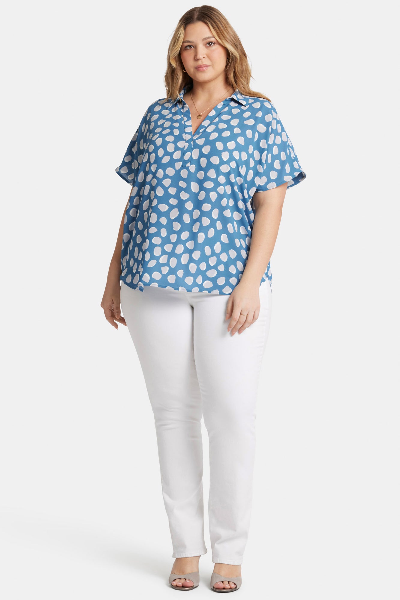 NYDJ Becky Short Sleeved Blouse In Plus Size  - Delilah Dots