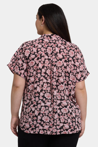 NYDJ Becky Short Sleeved Blouse In Plus Size  - Lilla Garden