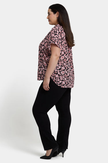 NYDJ Becky Short Sleeved Blouse In Plus Size  - Lilla Garden