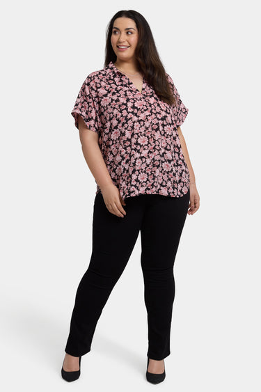 NYDJ Becky Short Sleeved Blouse In Plus Size  - Lilla Garden