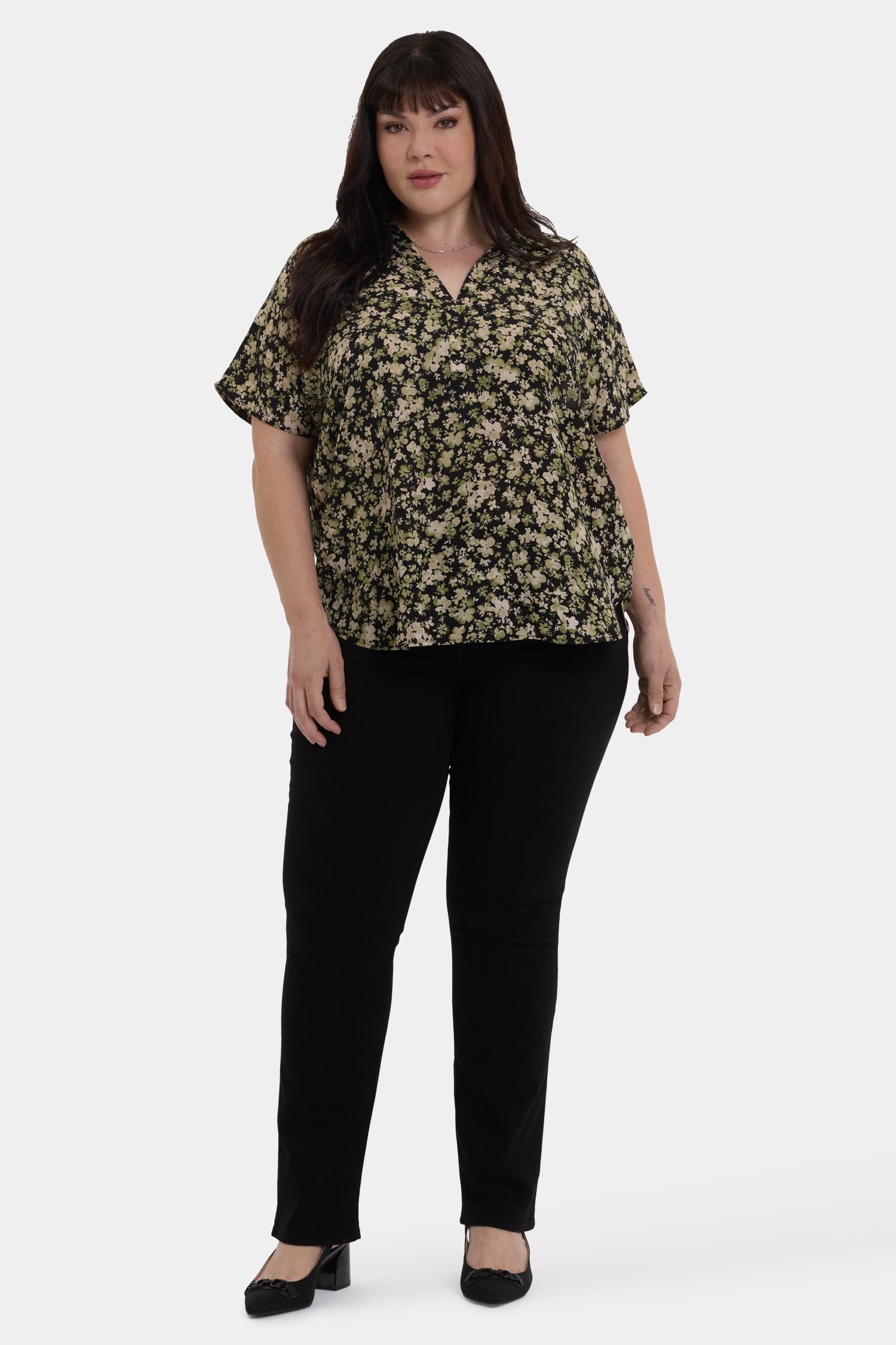Becky Short Sleeved Blouse In Plus Size - Granada Garden Yellow | NYDJ