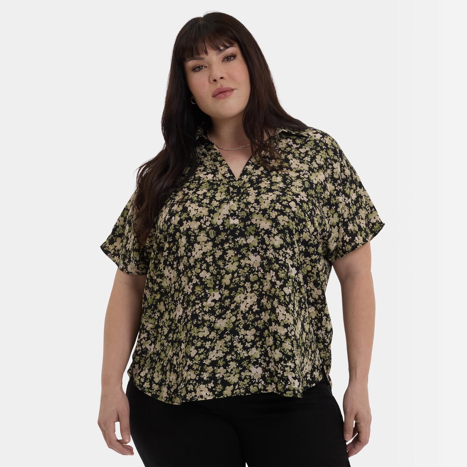 Becky Short Sleeved Blouse In Plus Size - Granada Garden Yellow | NYDJ