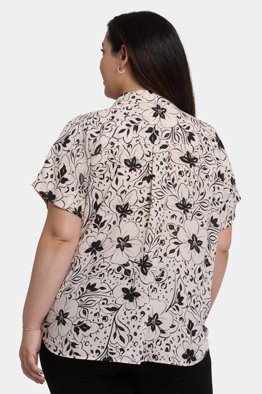 NYDJ Becky Short Sleeved Blouse In Plus Size  - Luna Flores