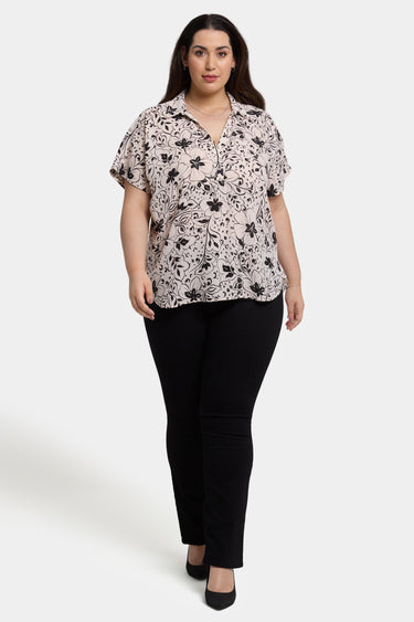 NYDJ Becky Short Sleeved Blouse In Plus Size  - Luna Flores