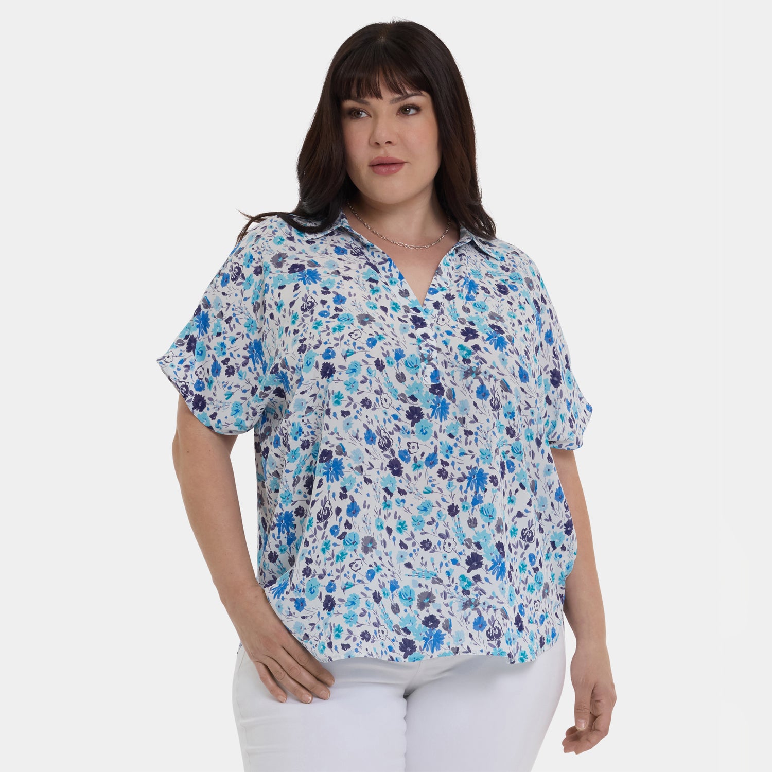 売れ筋商品|||エヌワイディージェイ カットソー トップス レディース Plus Size Becky Short Sleeved Top Bonavista Becky Short Sleeved Blouse In Plus Size - Bonavista Pink | NYDJ