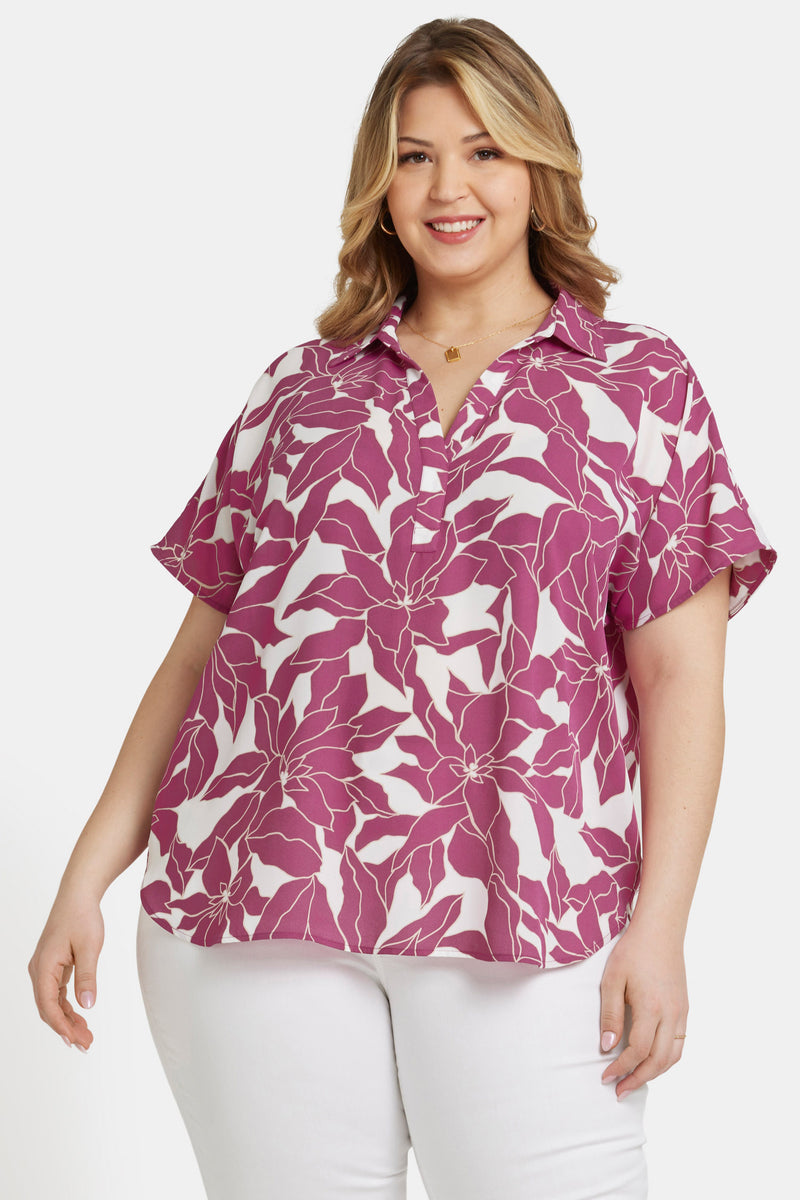 Becky Short Sleeved Blouse In Plus Size - Adonia