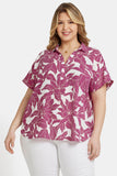 NYDJ Becky Short Sleeved Blouse In Plus Size  - Adonia