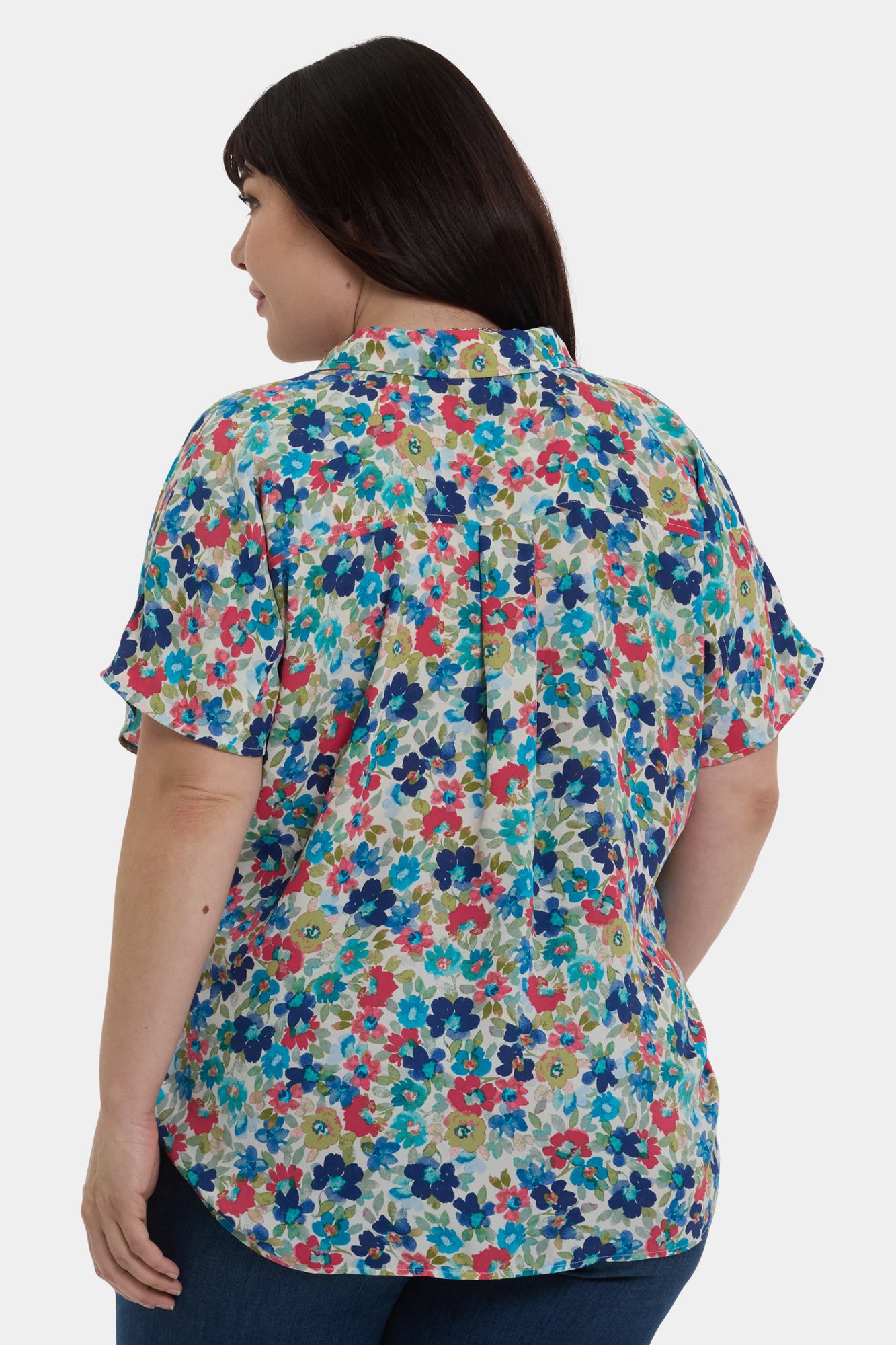 Becky Short Sleeved Blouse In Plus Size - Cala Gracio Multi