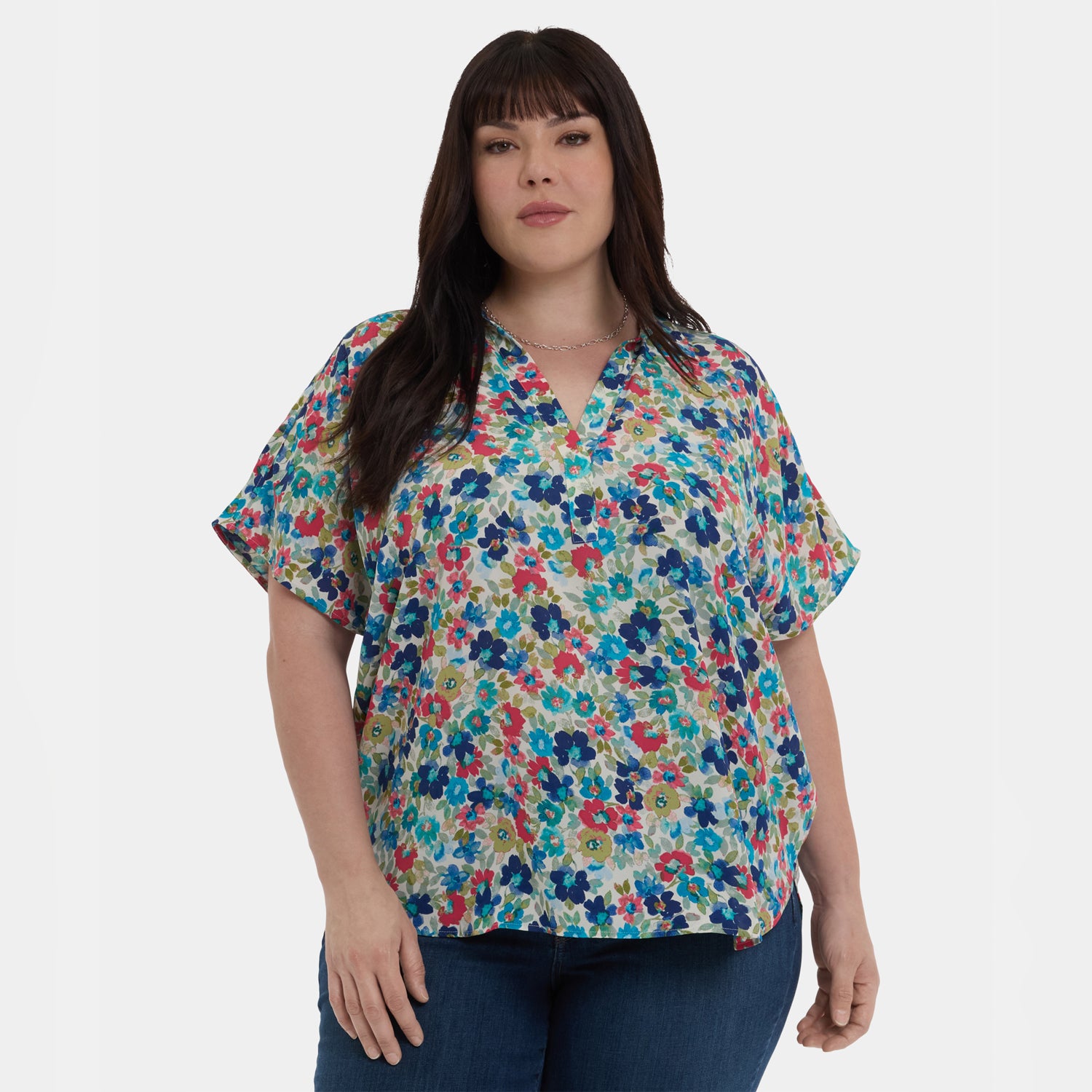 Becky Short Sleeved Blouse In Plus Size - Cala Gracio Multi | NYDJ