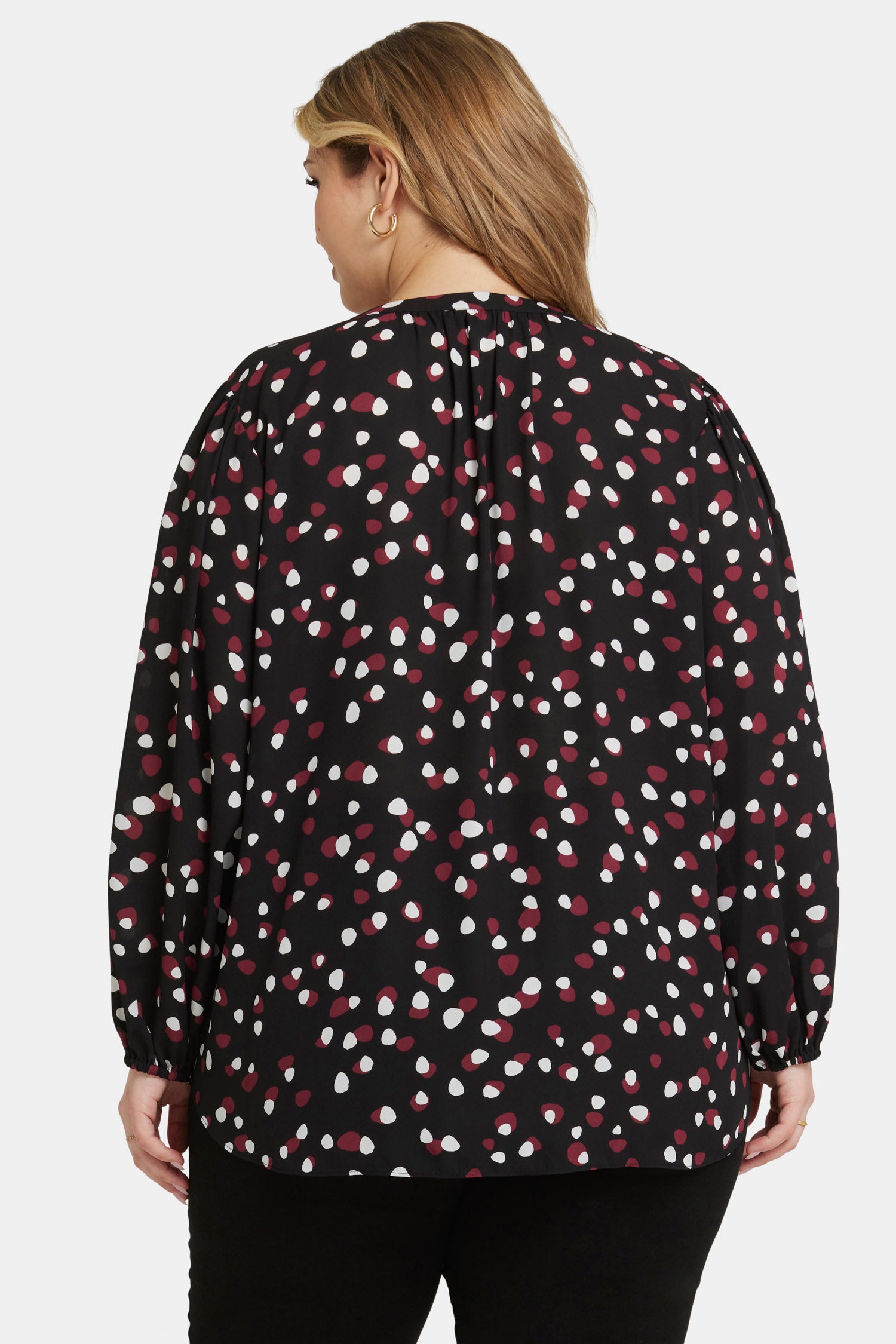 NYDJ Puff Sleeve Popover Top In Plus Size  - Watkins Dot