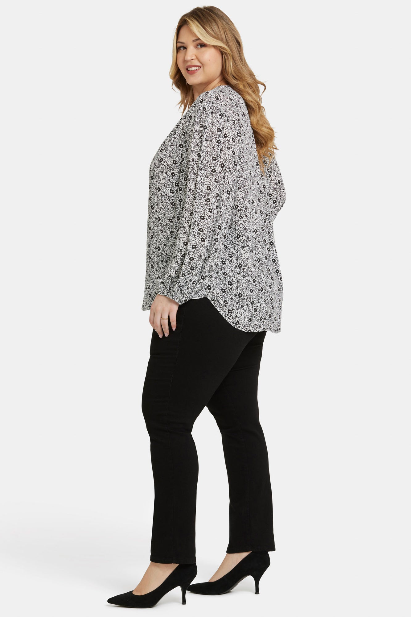 NYDJ Puff Sleeve Popover Top In Plus Size  - Adriana