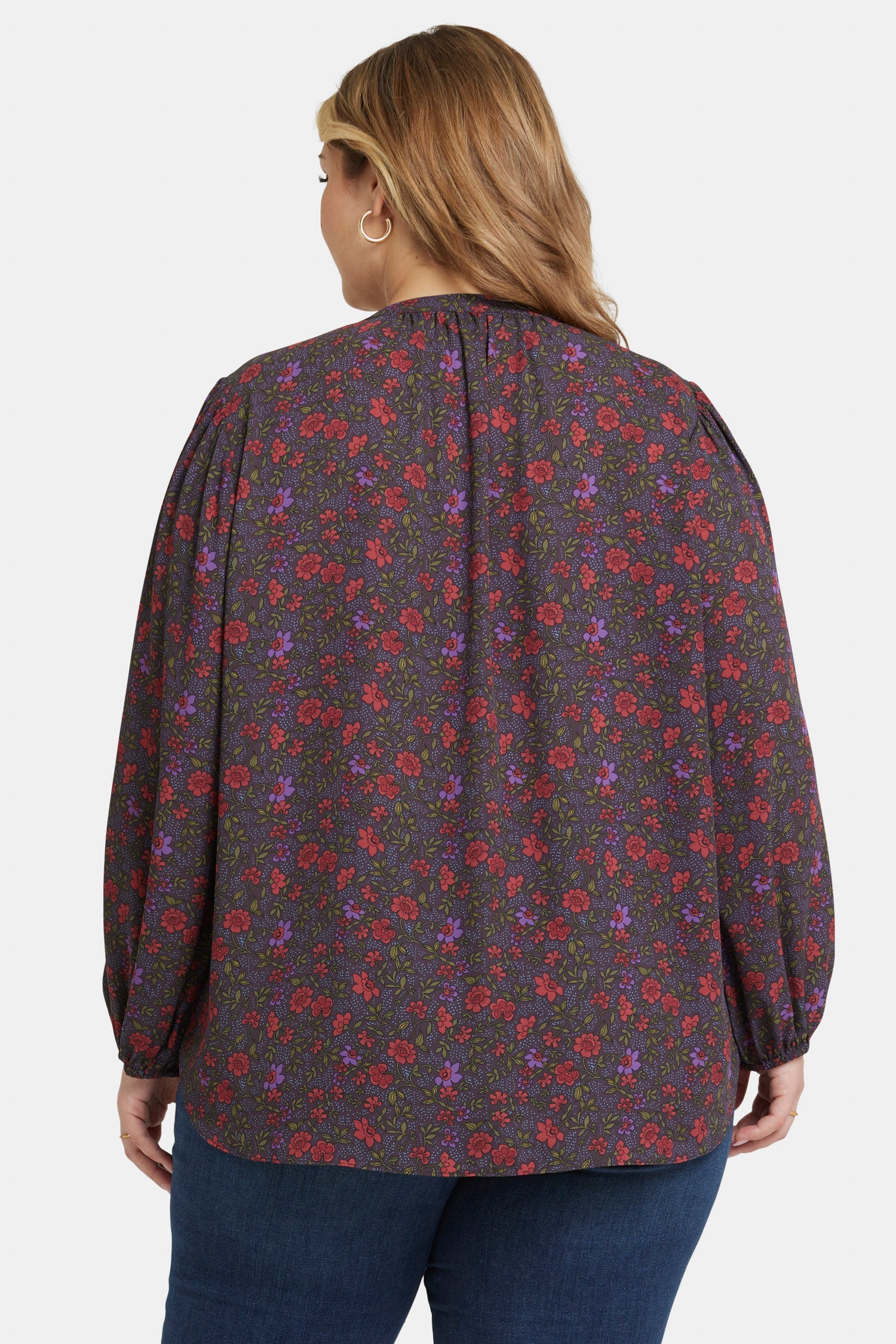 NYDJ Puff Sleeve Popover Top In Plus Size  - Matilde Meadow