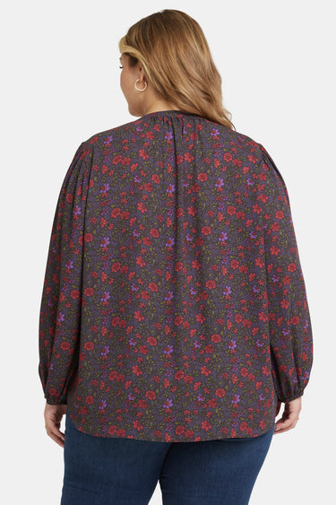 NYDJ Puff Sleeve Popover Top In Plus Size  - Matilde Meadow